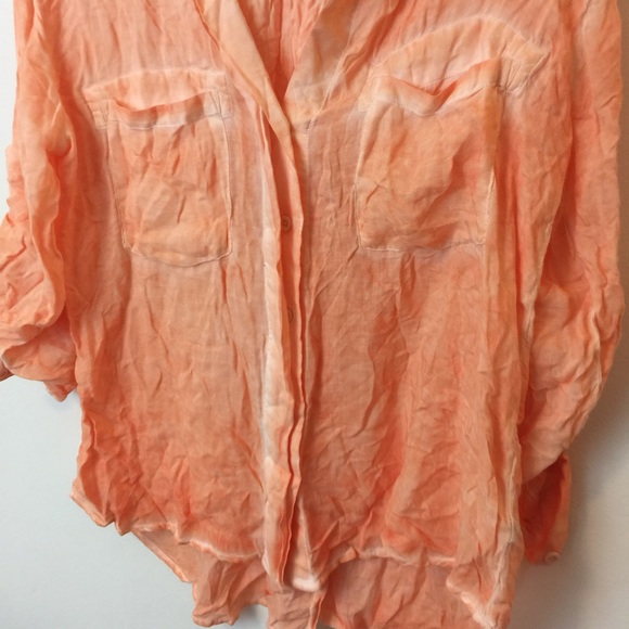 Cloth & Stone Cream-Sickle Orange Button Down Top - Picture 3 of 7