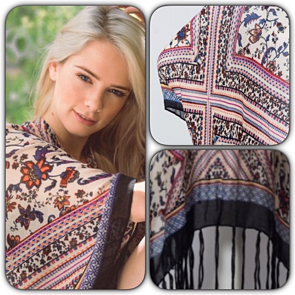 Boho Gypsy Festival Kimono Wrap Beach Coverup Armholes One Size 0-18 - Picture 7 of 7