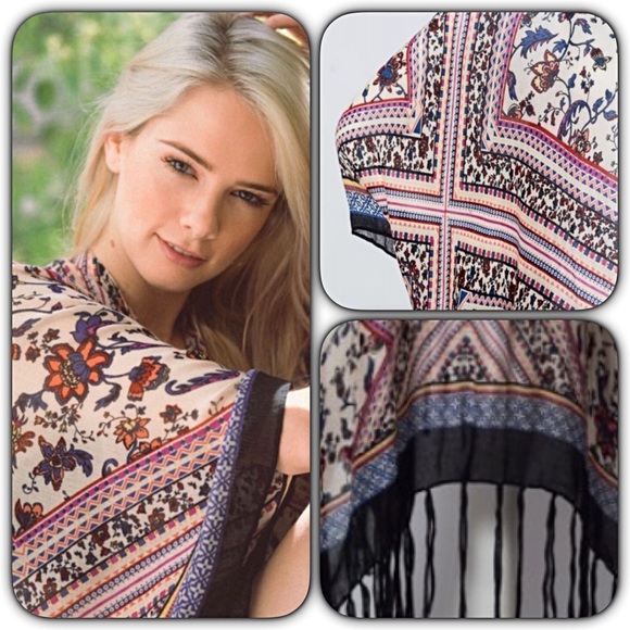 Boho Gypsy Festival Kimono Wrap Beach Coverup Armholes One Size 0-18 - Picture 7 of 7