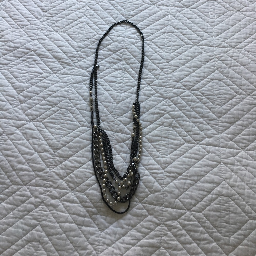 J Crew Pearl & Chain Necklace