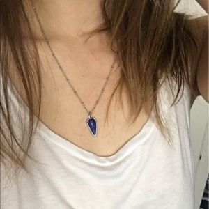 Silver necklace with blue pendant