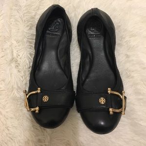 Tory Burch buckle black ballet flats