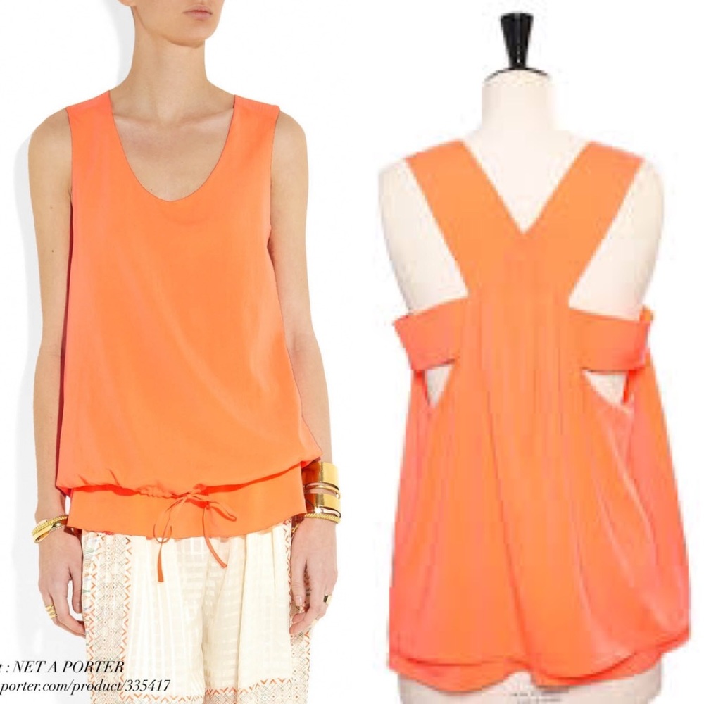 ✂️✂️ NWT Chloe orange silk tank with draw string
