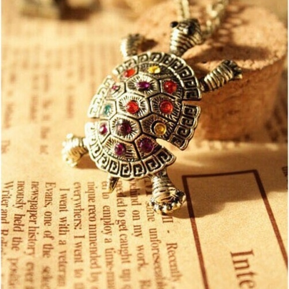 Turtle Necklace Crystal Pendant Chain Turtle - Picture 2 of 7