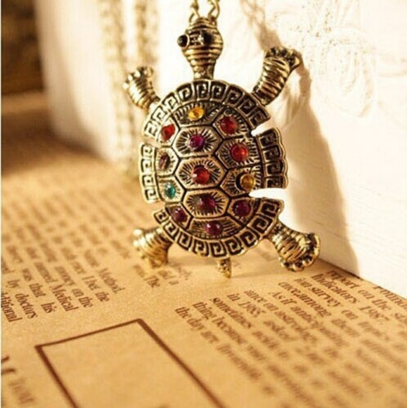 Turtle Necklace Crystal Pendant Chain Turtle - Picture 5 of 7