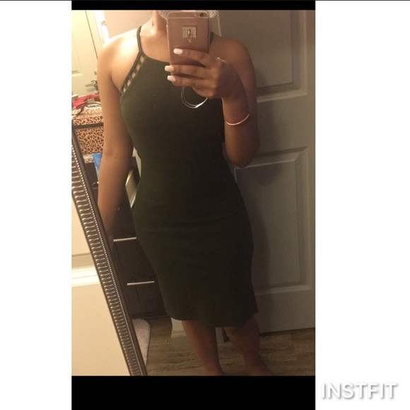 Olive Green Halter Mini Dress - Picture 1 of 1