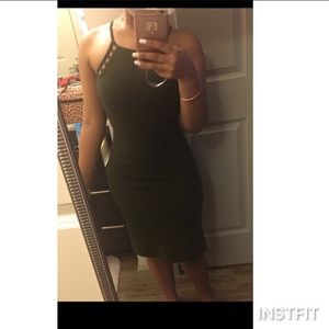 Olive Green Halter Mini Dress