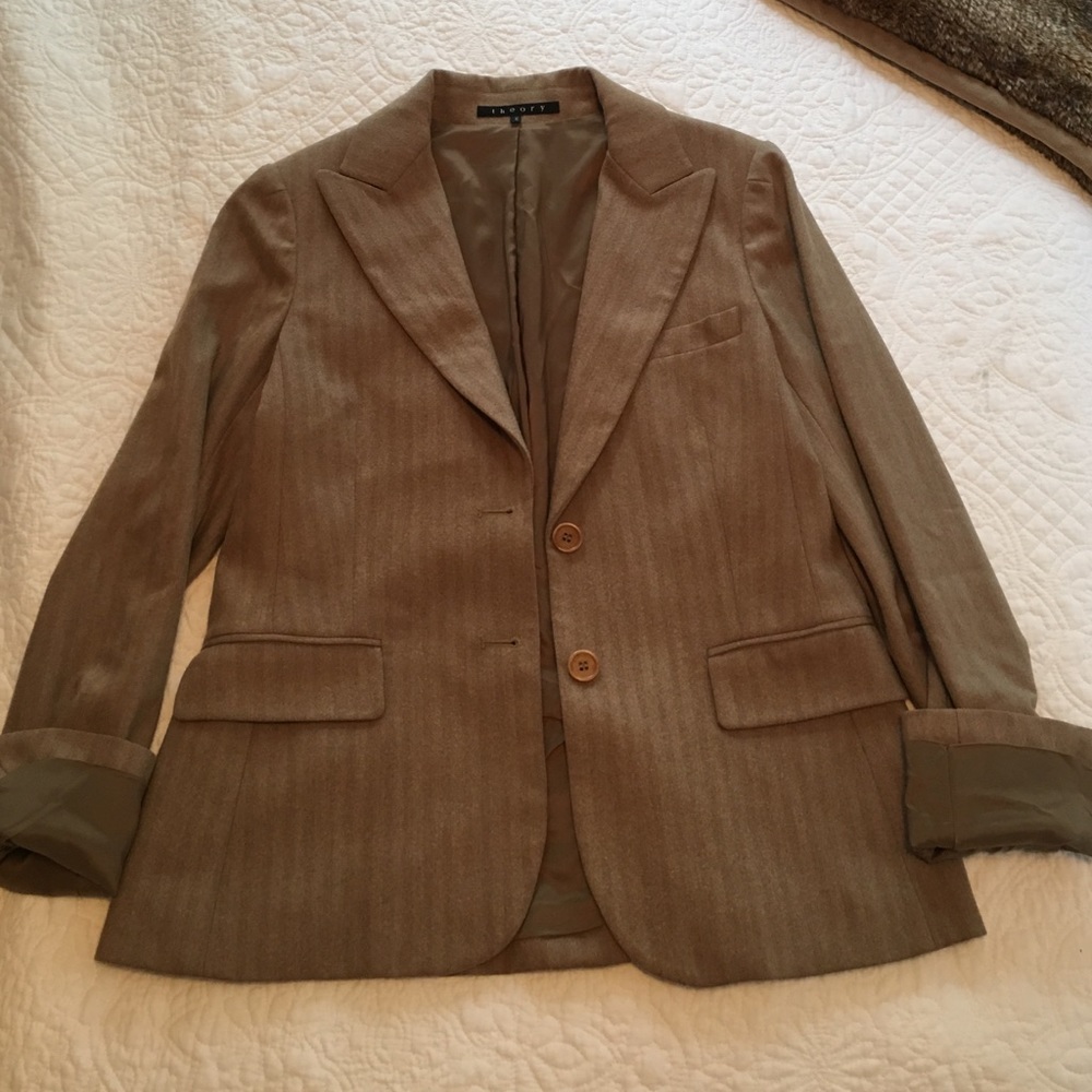 Theory Tan Pinstripe Blazer