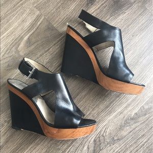 Black Michael Kors Wedge Sandals with Platform 9.5