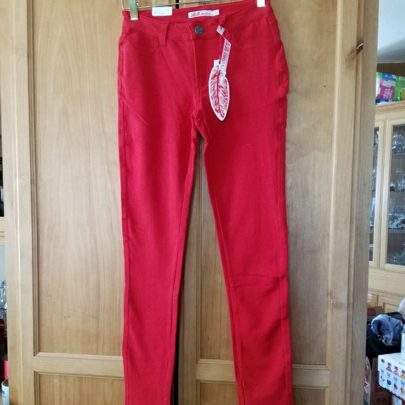 New Cherry Red Jeggings - Picture 1 of 5