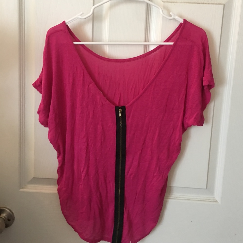 Fuschia Top with Zipper Detail
