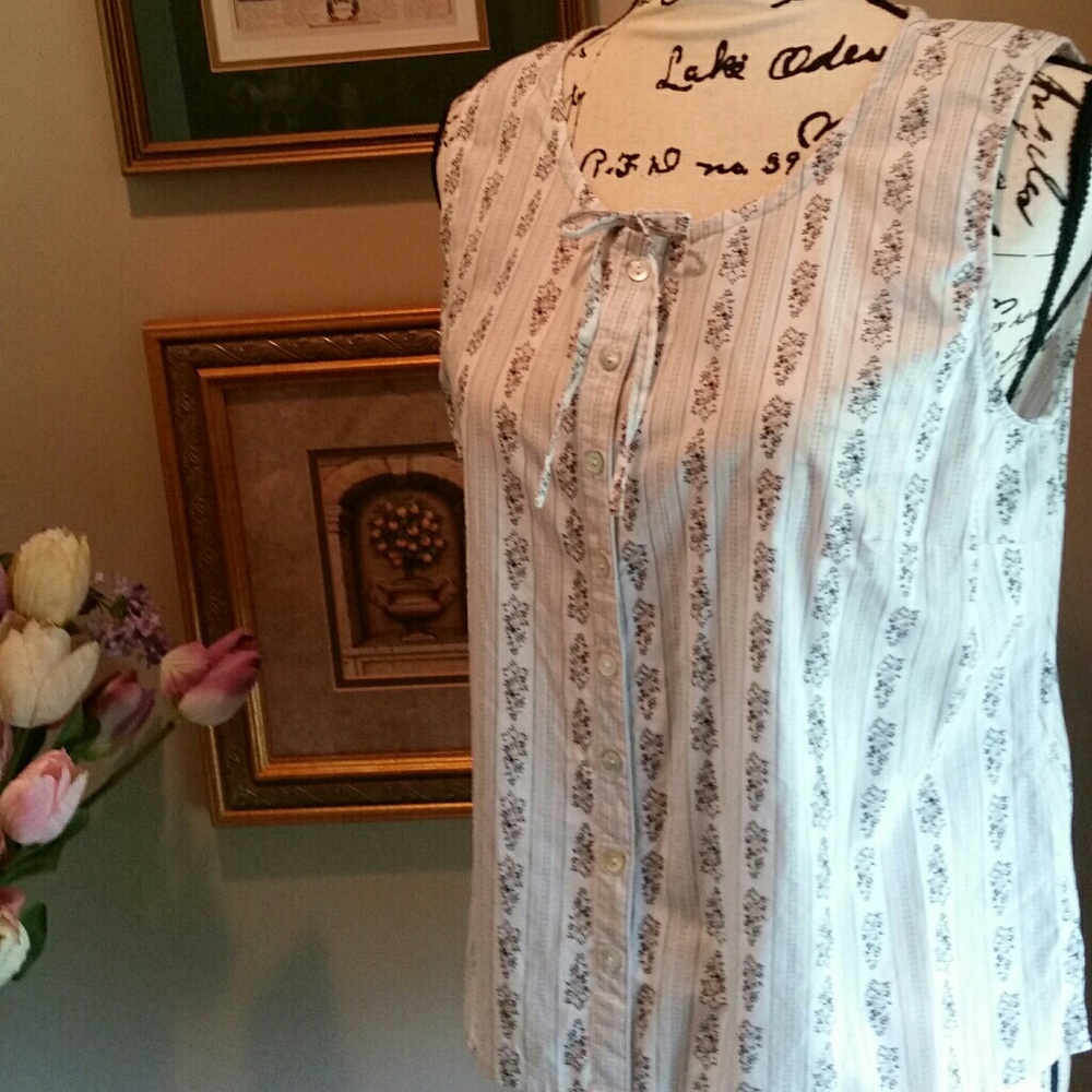 Laura Ashley Sleeveless Cotton Blouse