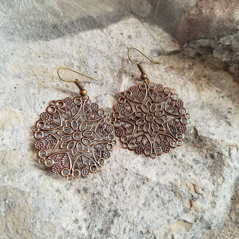 Bronze disc earrings