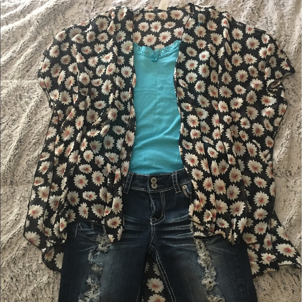 Sheer Black Floral Cover Up