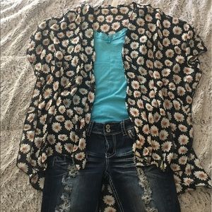 Sheer Black Floral Cover Up