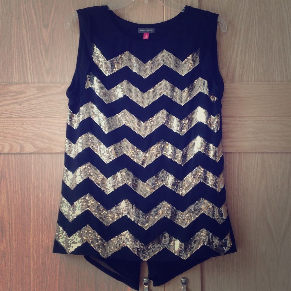 Vince Camuto chevron, sequin top