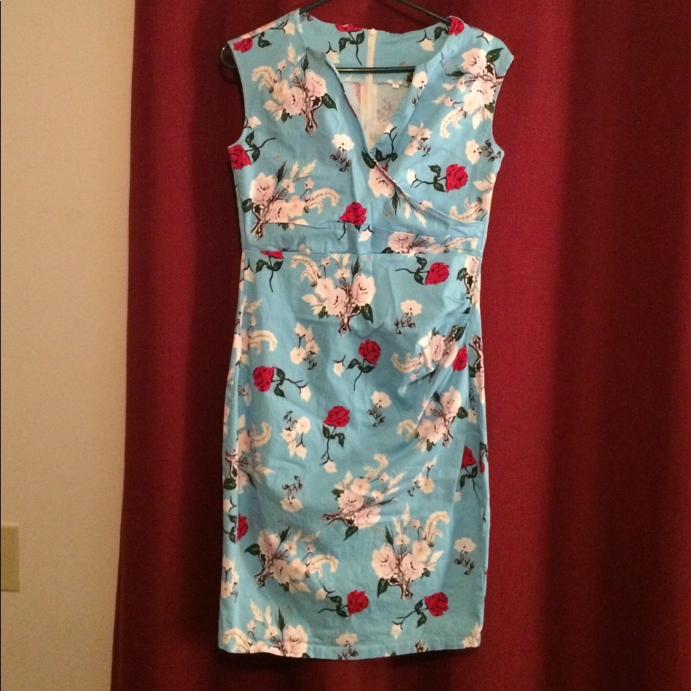 EUC light blue dress with floral pattern