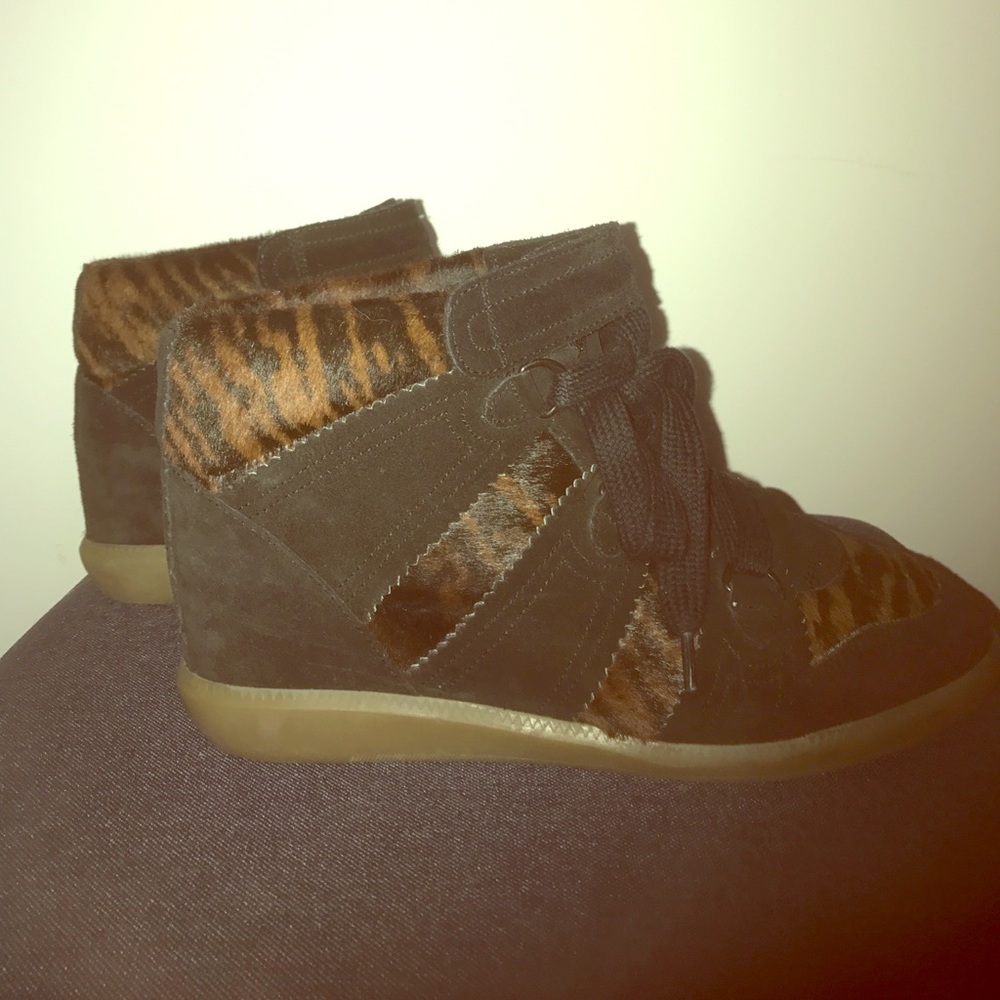Isabel Marant Pony Hair "Bobby" Wedge Sneaker