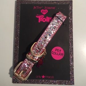 NEW Betsey Johnson Trolls Pink Glitter Pet Collar