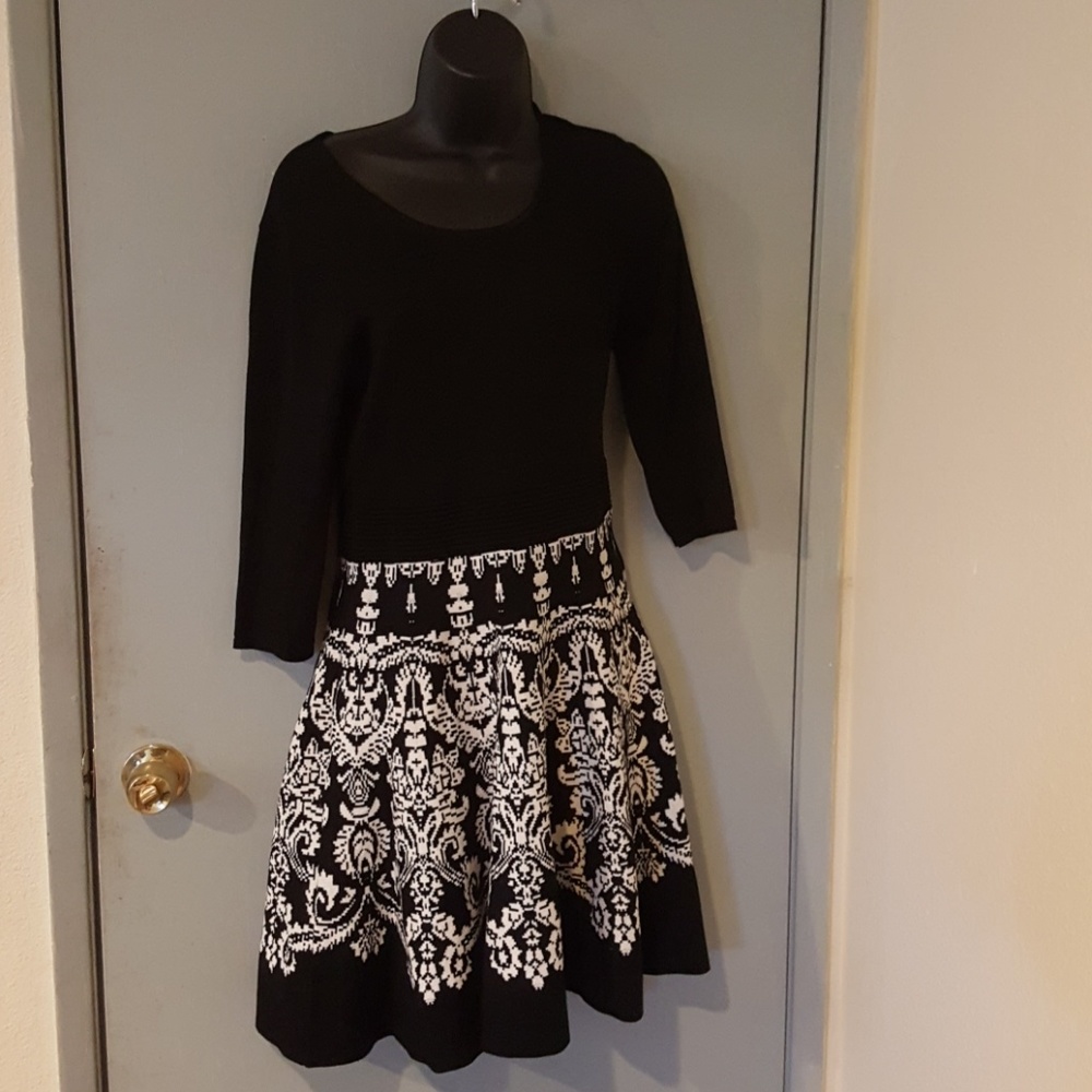 Black and white sweater mini dress