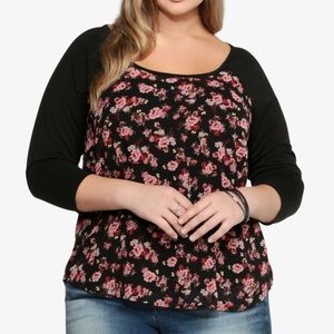 Floral Chiffon Raglan Top