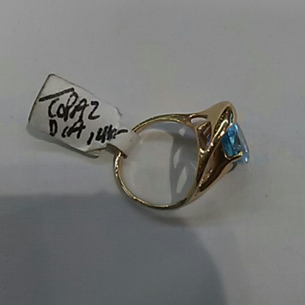 SOLD Blue Topaz & Diamond Ring - Picture 4 of 4