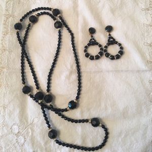 Necklace with rhinestones and matching earrings