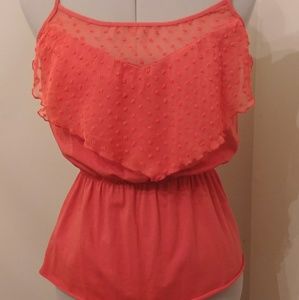 Orange Ruffle Tank