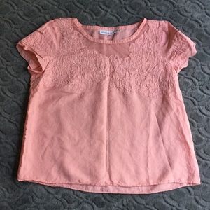 Isaac Mizrahi pink size L linen/cotton blouse