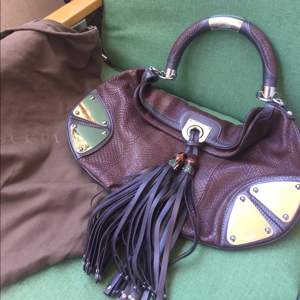 GUCCI INDY SNAKE SKIN BAG LG 16" x 13" w 7" drop