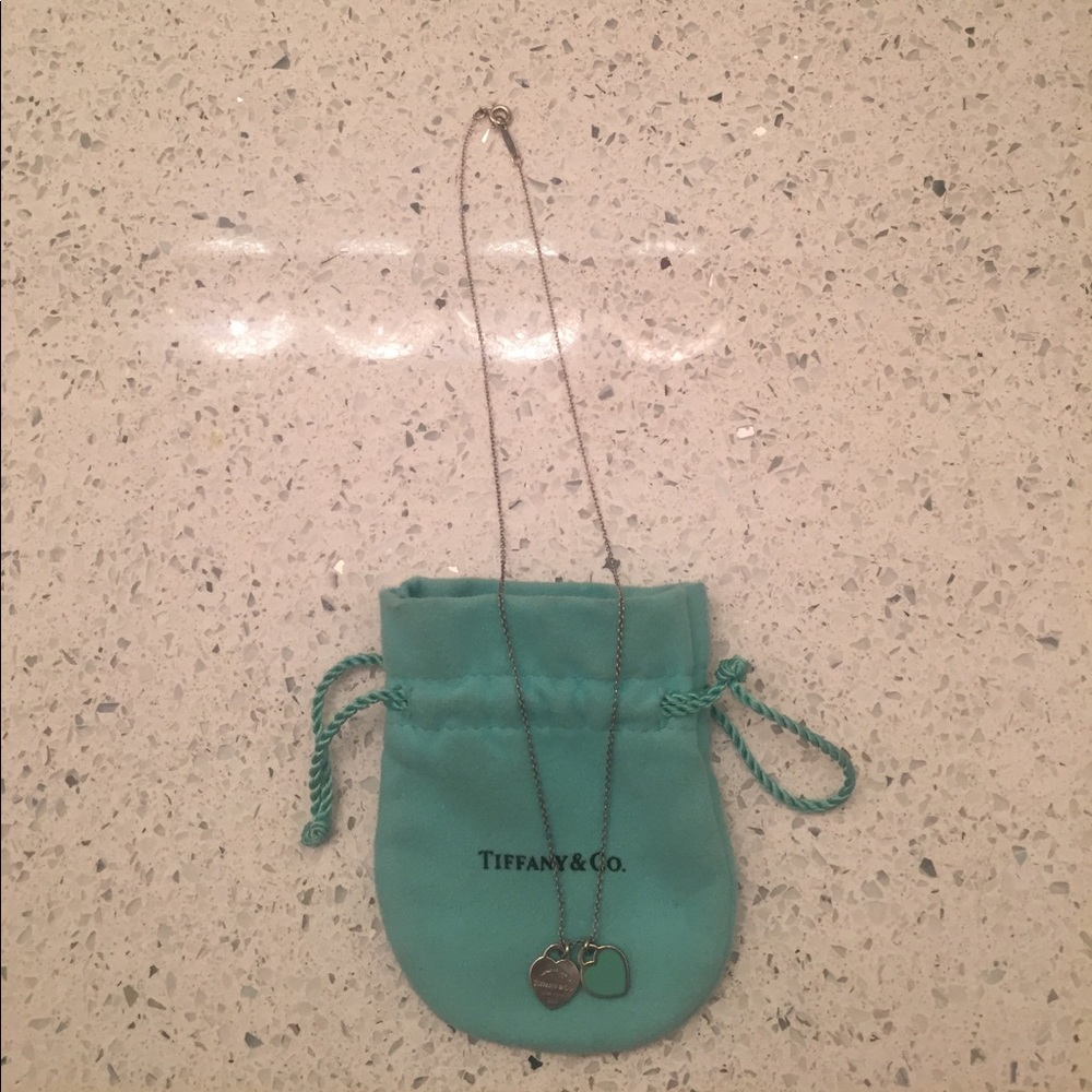 Tiffany & Co. mini heart tag necklace blue silver
