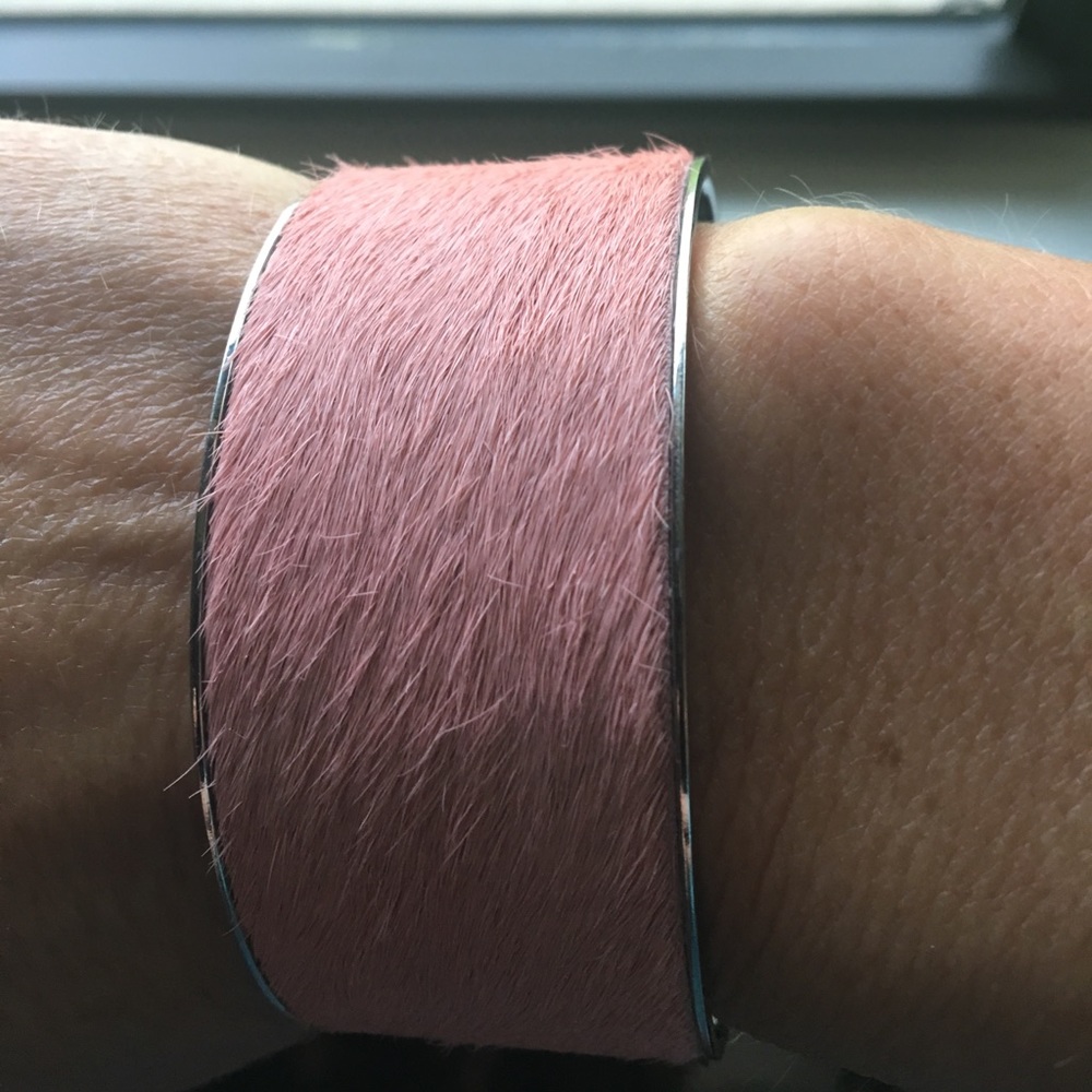 Pink Cowhide Bangle Bracelet