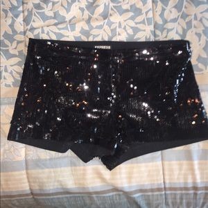 Black sequined shorts
