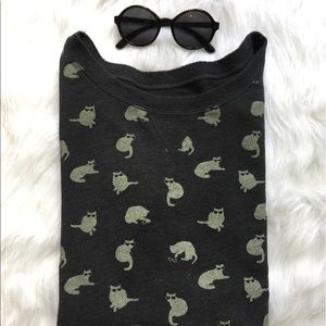 Vans grey sweatshirt with cats in sunglasses print
