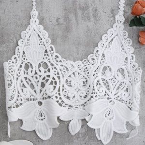 Crocheted lace see through tank top