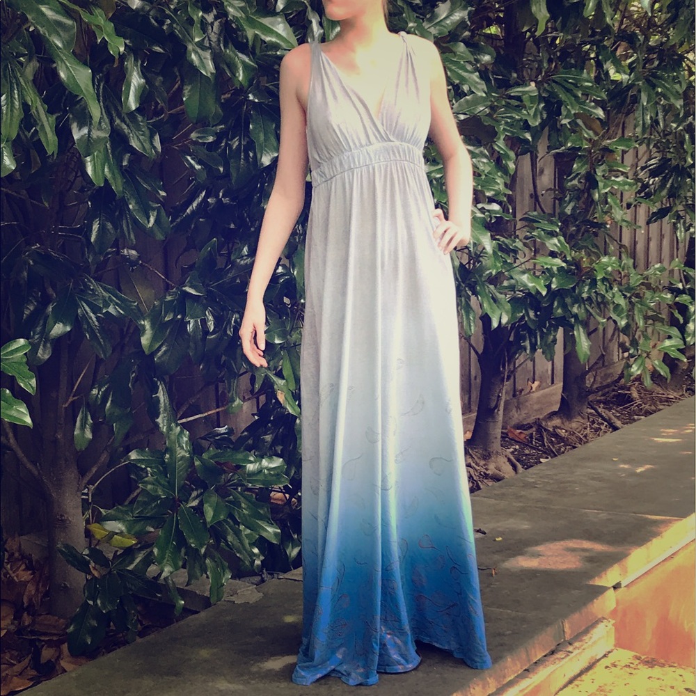Gypsy 05   Blue Ombré  Grecian Maxi Dress   Size S