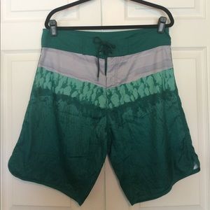Green Burnside board short/swim trunks.