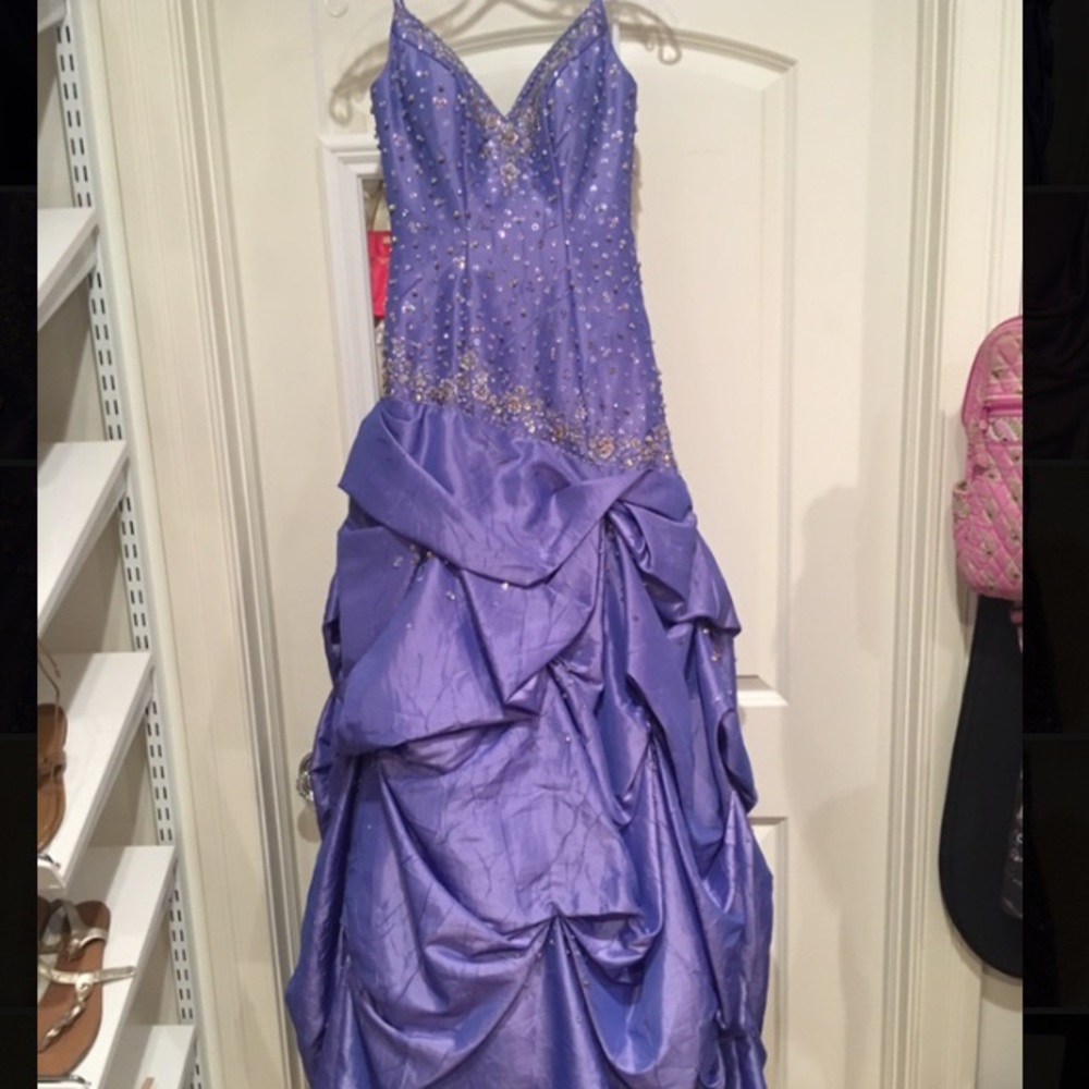 Precious Formals Purple Beaded Gown