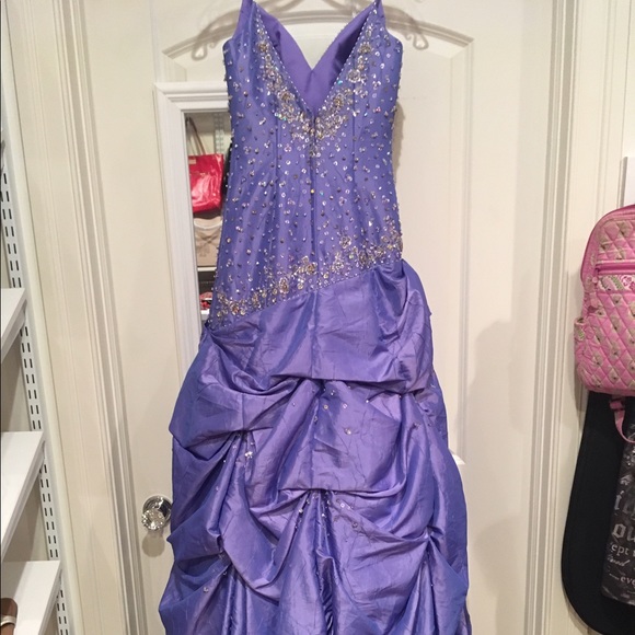Precious Formals Purple Beaded Gown - Picture 3 of 4