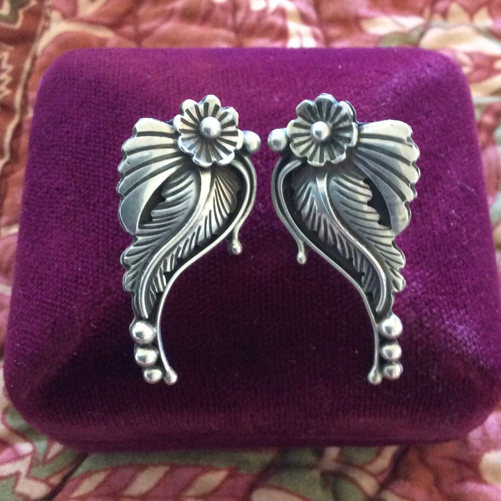 Navajo Silversmith James Lee - Sterling Earrings