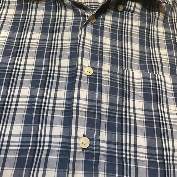 Men's blue and white plaid button up shirt - Picture 4 of 4