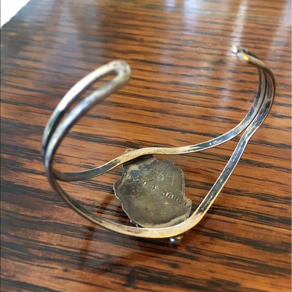 Vintage Red Coral & Turquoise Sterling Silver Cuff - Picture 16 of 16