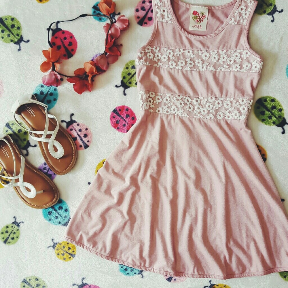 Pink suede flower dress