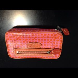 Coach orange and pink jewelry case