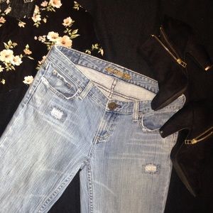 American Eagle distressed boot cut jeans