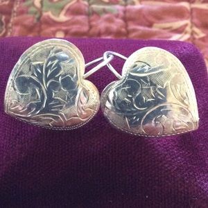 Vintage Silver Heart Earrings