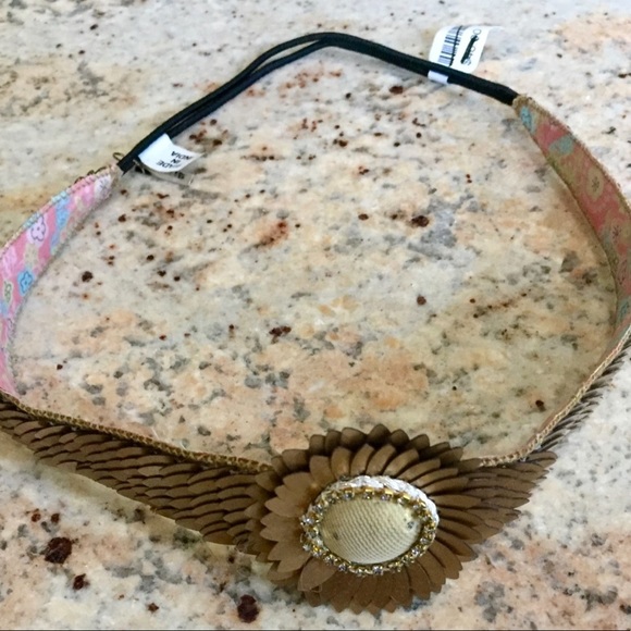 Free People Accessories - Free People Flower Beaded Jeweled Elastic Headband