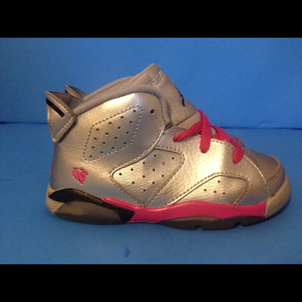 Nik AI JORDAN RETRO 6 VI- silver and pink- SIZE 8C - Picture 2 of 8