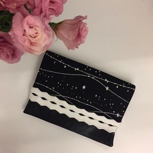 Lolitta Leather and Frabric Envelope Clutch