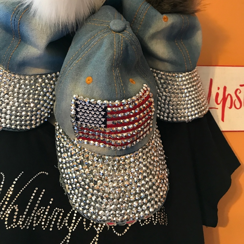 New💕USA Rhinestone Cap - Picture 4 of 7